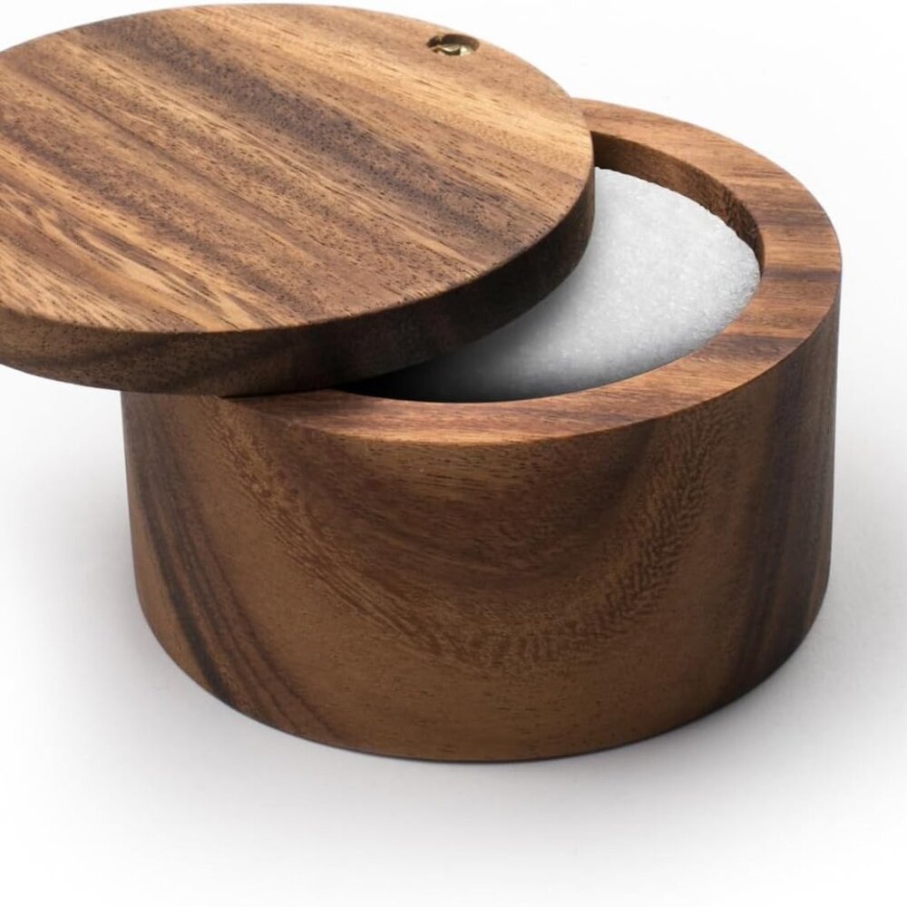 28221 Appalachian Salt Cellar, Acacia Wood, 4 x 4 x 2.5 inches, Brown